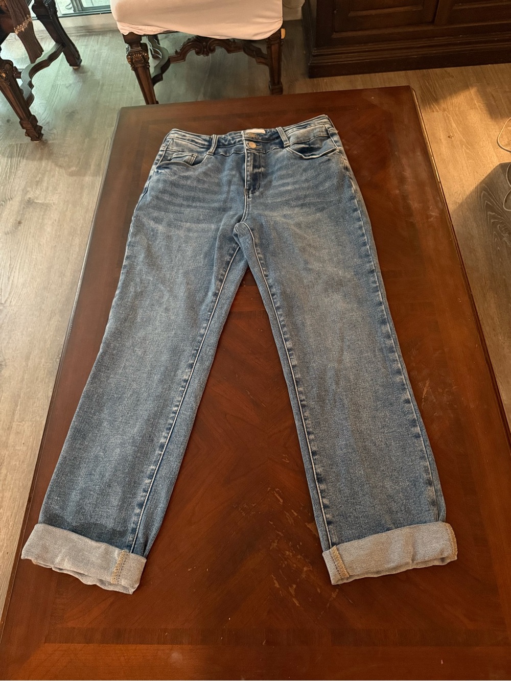 Kancun Essentials Light Blue Boyfriend Jeans with Rolled Cuffs